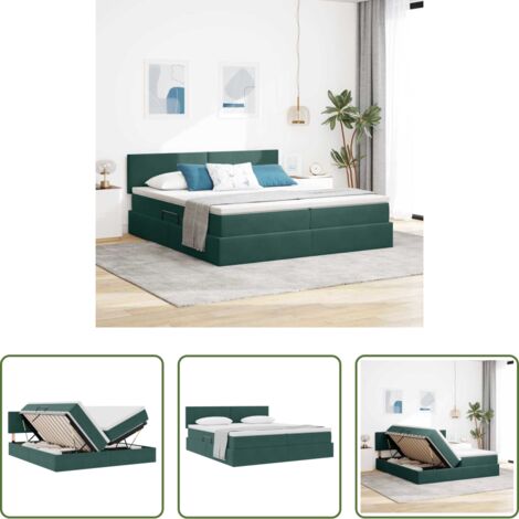 Materasso -  Letto con Contenitore con materasso Verde Scuro 100 x 200 cm