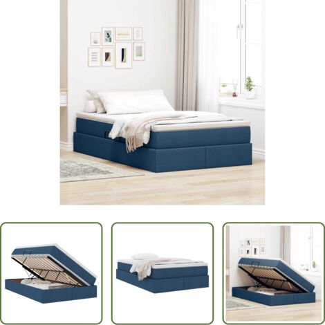 Materasso -  Letto con contenitore e materasso Blu 120 x 200 cm Poliestere