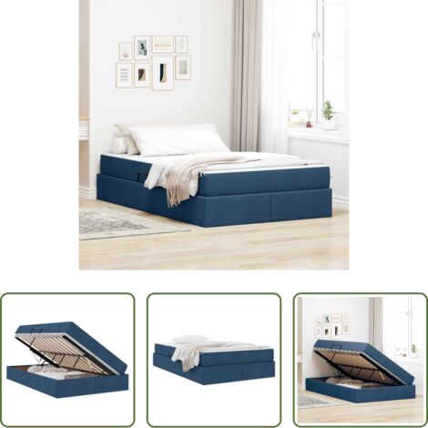 Materasso -  Letto con contenitore e materasso Blu 120 x 200 cm Poliestere