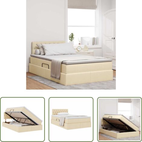 Materasso -  Letto con contenitore e materasso Crema 120 x 200 cm