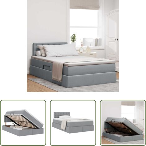 Materasso -  Letto con contenitore e materasso Grigio chiaro 120 x 200 cm