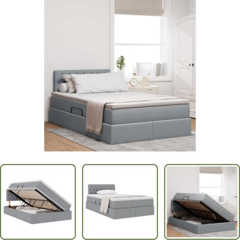 Materasso -  Letto con contenitore e materasso Grigio chiaro 120 x 200 cm