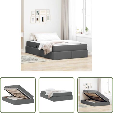 Materasso -  Letto con contenitore e materasso Grigio scuro 120 x 200 cm