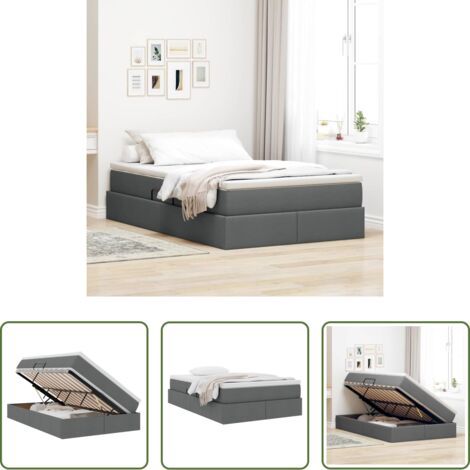 Materasso -  Letto con contenitore e materasso Grigio scuro 120 x 200 cm
