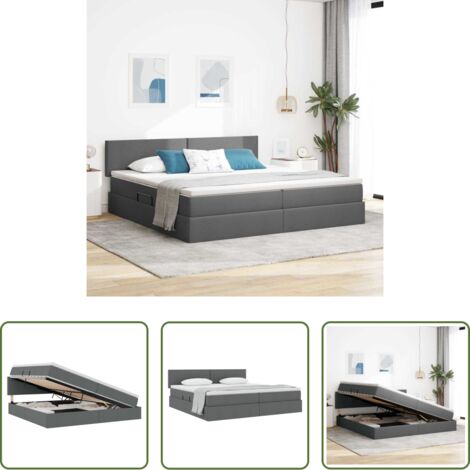 Materasso -  Letto con contenitore e materasso Grigio scuro 200 x 200 cm