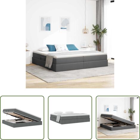 Materasso -  Letto con contenitore e materasso Grigio scuro 200 x 200 cm