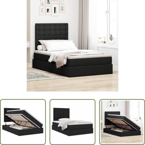 Materasso -  Letto con contenitore e materasso Nero 120 x 200 cm Poliestere