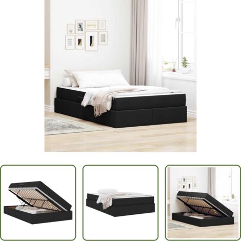 Materasso -  Letto con contenitore e materasso Nero 120 x 200 cm Poliestere