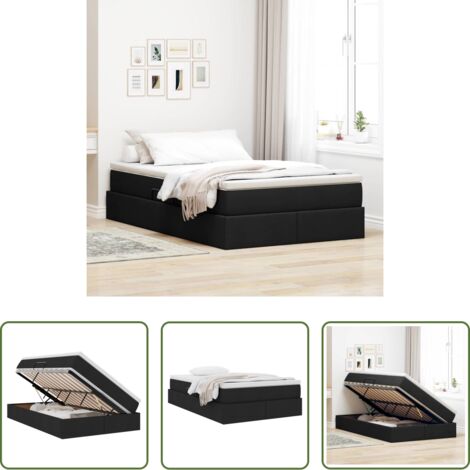Materasso -  Letto con contenitore e materasso Nero 120 x 200 cm Poliestere