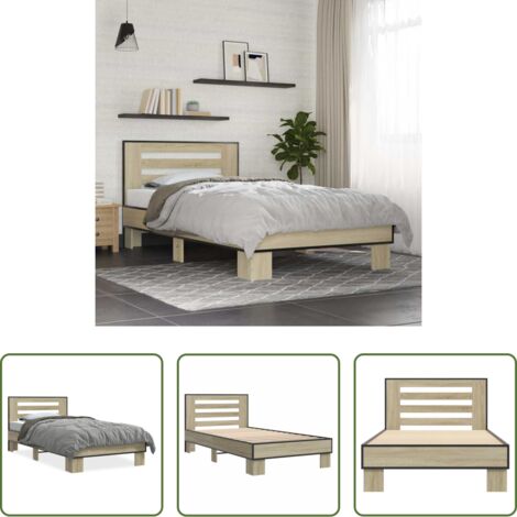 Materasso letto -  Giroletto Rovere Sonoma 75x190cm in Legno Multistrato e Metallo