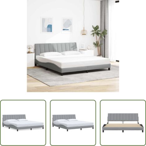 Materasso letto -  Giroletto senza Materasso Hanko Grigio Chiaro 180x200 cm Tessuto