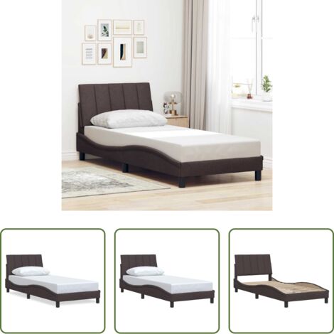 Materasso letto -  Giroletto senza Materasso Hanko Marrone Scuro 80x200 cm Tessuto