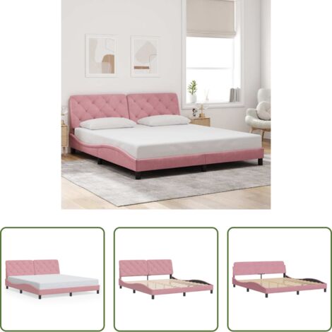 Materasso letto -  Giroletto senza Materasso Rosa 180x200 cm in Velluto