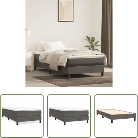 Materasso letto -  Struttura Letto a Rete a Molle Grigio Scuro 80x200 cm Velluto