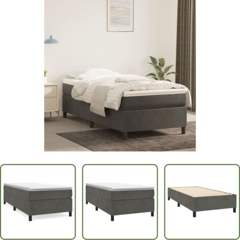 Materasso letto -  Struttura Letto a Rete a Molle Grigio Scuro 90x190 cm Velluto