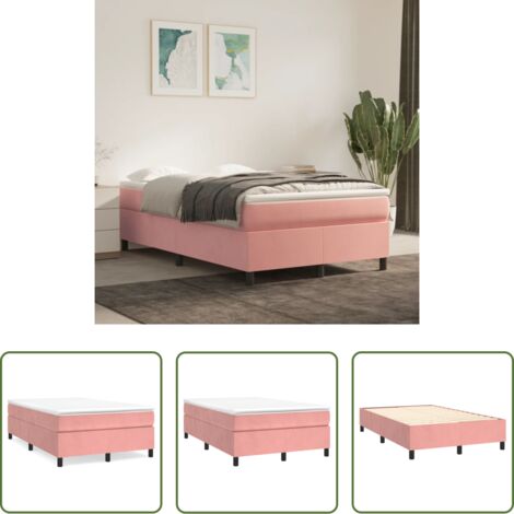 Materasso letto -  Struttura Letto a Rete a Molle Rosa 120x200 cm in Velluto