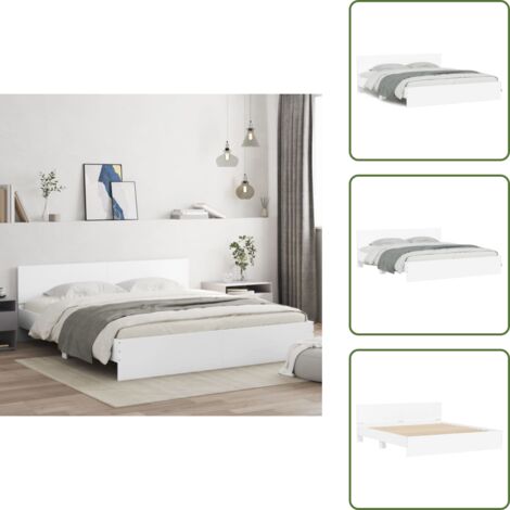 Materasso letto - vidaXL Giroletto con Testiera Bianco 200x200 cm - Letto con doghe