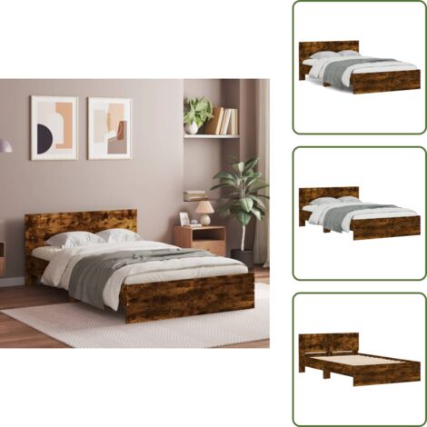 Materasso letto - vidaXL Giroletto con Testiera Rovere Fumo 120x200 cm - Letto con doghe