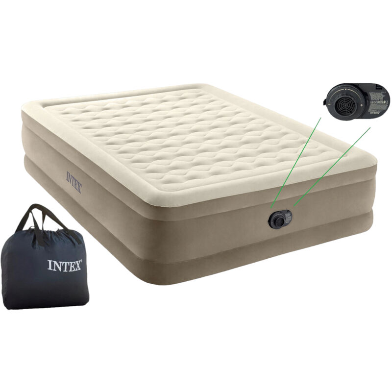 Intex 64428 Materasso Ultra Plush Fiber Tech Pompa Elettrica 152x203x46cm