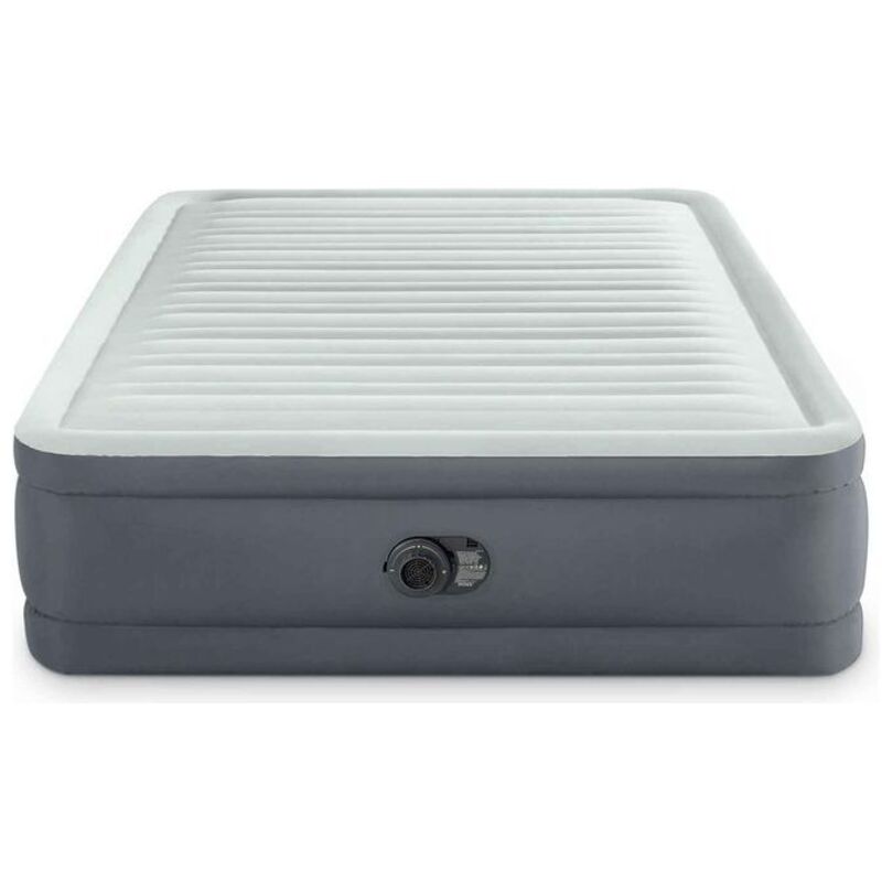 materasso matrimoniale autogonfiante intex "airbed dura-beam premaire i" colore grigio chiaro e pompa integrata, 152x203x46 cm - cod. 64906nd