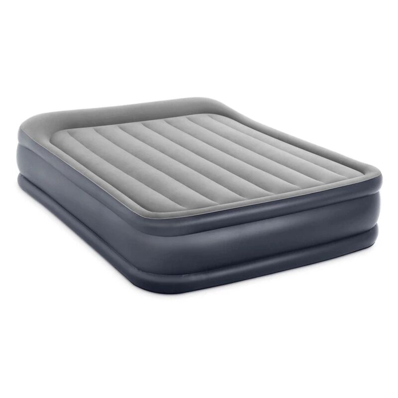 Materasso matrimoniale autogonfiante Intex airbed dura-beam deluxe pillow rest raised' colore grigio chiaro e pompa integrata, 152x203x42 cm - cod.