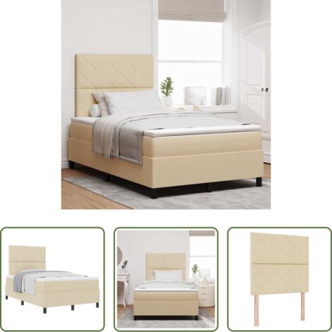 Materasso medio-rigido -  Letto a molle con materasso Crema 120 x 190 cm Tessuto