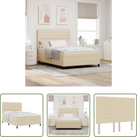 Materasso medio-rigido -  Letto a molle con materasso Crema 140 x 190 cm Tessuto