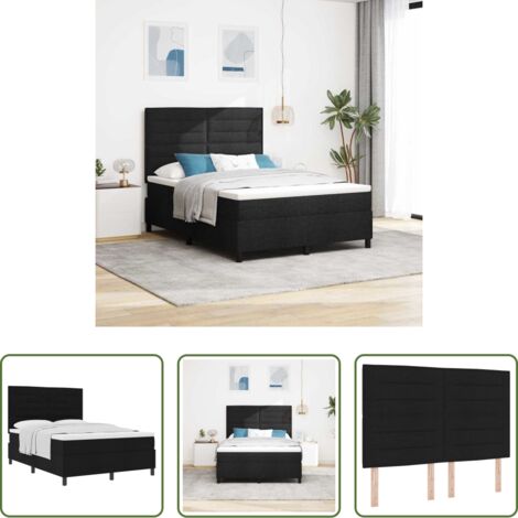 Materasso medio-rigido -  Letto a molle con materasso Nero 160 x 200 cm Tessuto