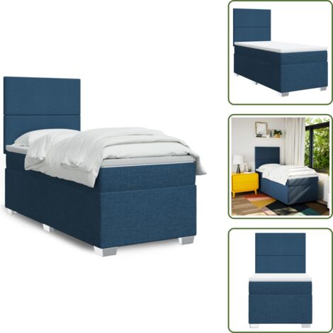 Materasso morbido - vidaXL Giroletto a Molle con Materasso Blu 100x200 cm in Tessuto - Letto con doghe
