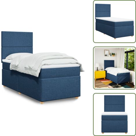 Materasso morbido - vidaXL Giroletto a Molle con Materasso Blu 100x200 cm in Tessuto - Letto con doghe