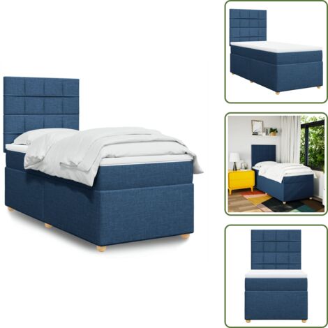Materasso morbido - vidaXL Giroletto a Molle con Materasso Blu 100x200 cm in Tessuto - Letto con doghe