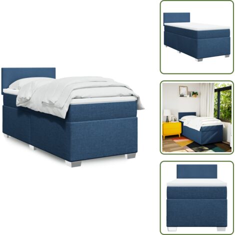 Materasso morbido - vidaXL Giroletto a Molle con Materasso Blu 100x200 cm in Tessuto - Letto con piedini