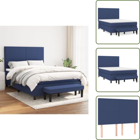 Materasso morbido - vidaXL Giroletto a Molle con Materasso Blu 140x200 cm in Tessuto - Letto con coprimaterasso