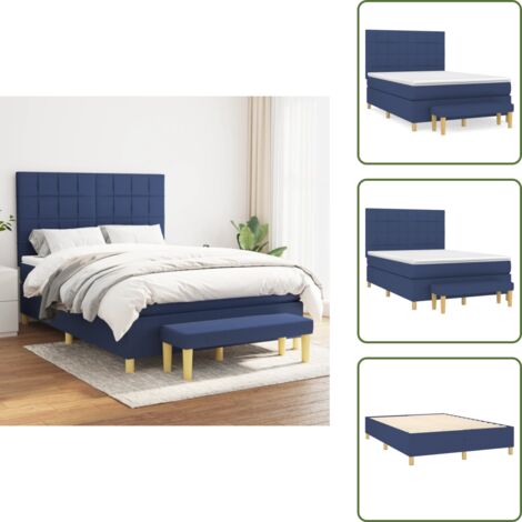 Materasso morbido - vidaXL Giroletto a Molle con Materasso Blu 140x200 cm in Tessuto - Letto con coprimaterasso