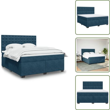 Materasso morbido - vidaXL Giroletto a Molle con Materasso Blu 180x200 cm in Velluto - Letto con doghe