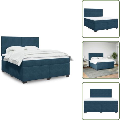 Materasso morbido - vidaXL Giroletto a Molle con Materasso Blu 180x200 cm in Velluto - Letto con doghe