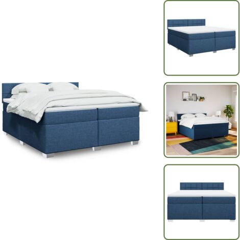 Materasso morbido - vidaXL Giroletto a Molle con Materasso Blu 200x200 cm in Tessuto - Letto con doghe