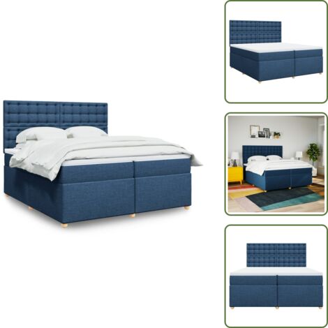 Materasso morbido - vidaXL Giroletto a Molle con Materasso Blu 200x200 cm in Tessuto - Letto con doghe
