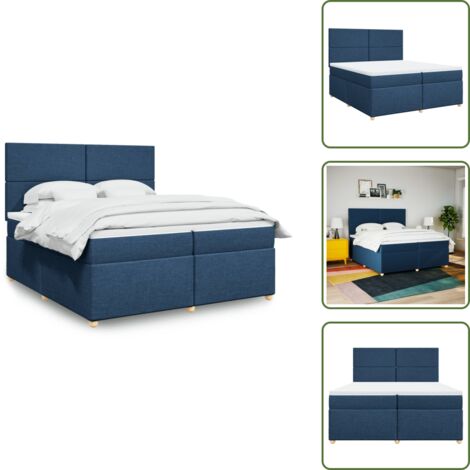 Materasso morbido - vidaXL Giroletto a Molle con Materasso Blu 200x200 cm in Tessuto - Letto con doghe