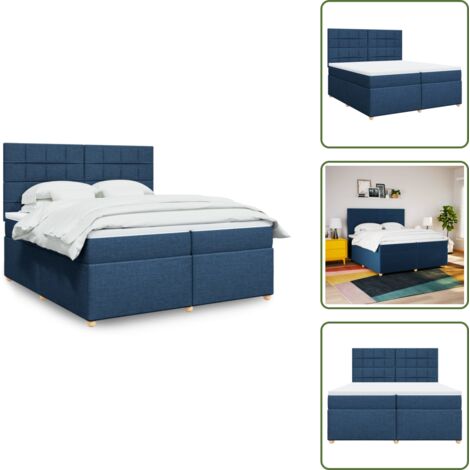 Materasso morbido - vidaXL Giroletto a Molle con Materasso Blu 200x200 cm in Tessuto - Letto con doghe