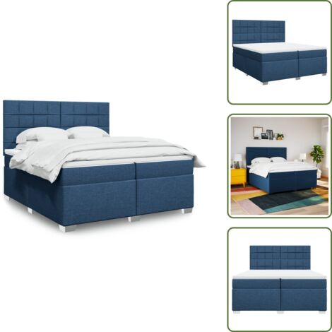 Materasso morbido - vidaXL Giroletto a Molle con Materasso Blu 200x200 cm in Tessuto - Letto con doghe