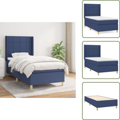 Materasso morbido - vidaXL Giroletto a Molle con Materasso Blu 90x190 cm in Tessuto - Letto con testiera regolabile