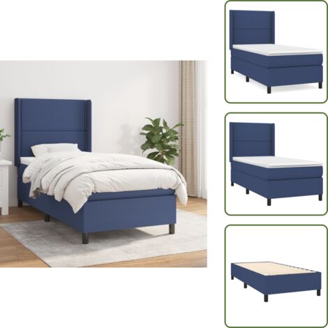 Materasso morbido - vidaXL Giroletto a Molle con Materasso Blu 90x190 cm in Tessuto - Letto con testiera regolabile