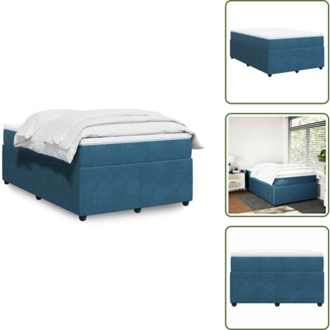 Materasso morbido - vidaXL Giroletto a Molle con Materasso Blu Scuro 120x190 cm in Velluto - Letto con doghe