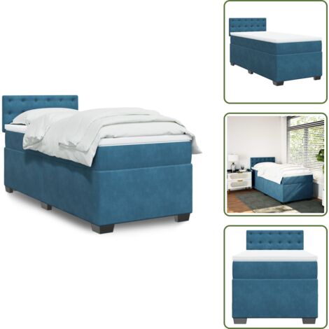 Materasso morbido - vidaXL Giroletto a Molle con Materasso Blu Scuro 90x200 cm in Velluto - Letto in velluto