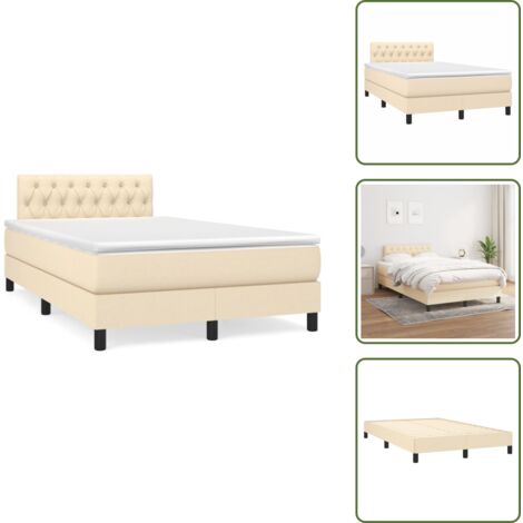 Materasso morbido - vidaXL Giroletto a Molle con Materasso Crema 120x190 cm in Tessuto - Letto con schiuma