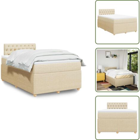 Materasso morbido - vidaXL Giroletto a Molle con Materasso Crema 120x190 cm in Tessuto - Materasso con molle