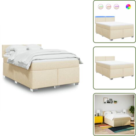 Materasso morbido - vidaXL Giroletto a Molle con Materasso Crema 140x19 cm in Tessuto - Coprimaterasso lavabile
