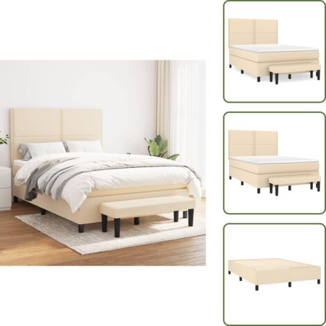 Materasso morbido - vidaXL Giroletto a Molle con Materasso Crema 140x19 cm in Tessuto - Letto con panca