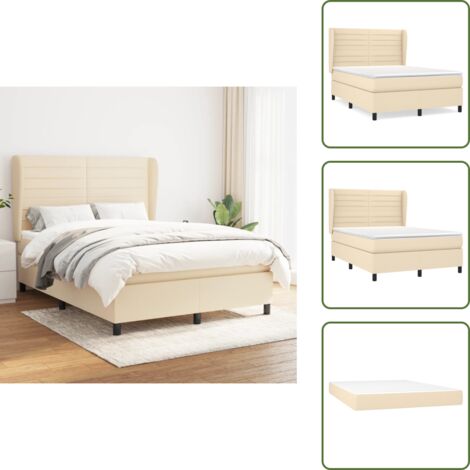 Materasso morbido - vidaXL Giroletto a Molle con Materasso Crema 140x200 cm in Tessuto - Materasso a molle insacchettato
